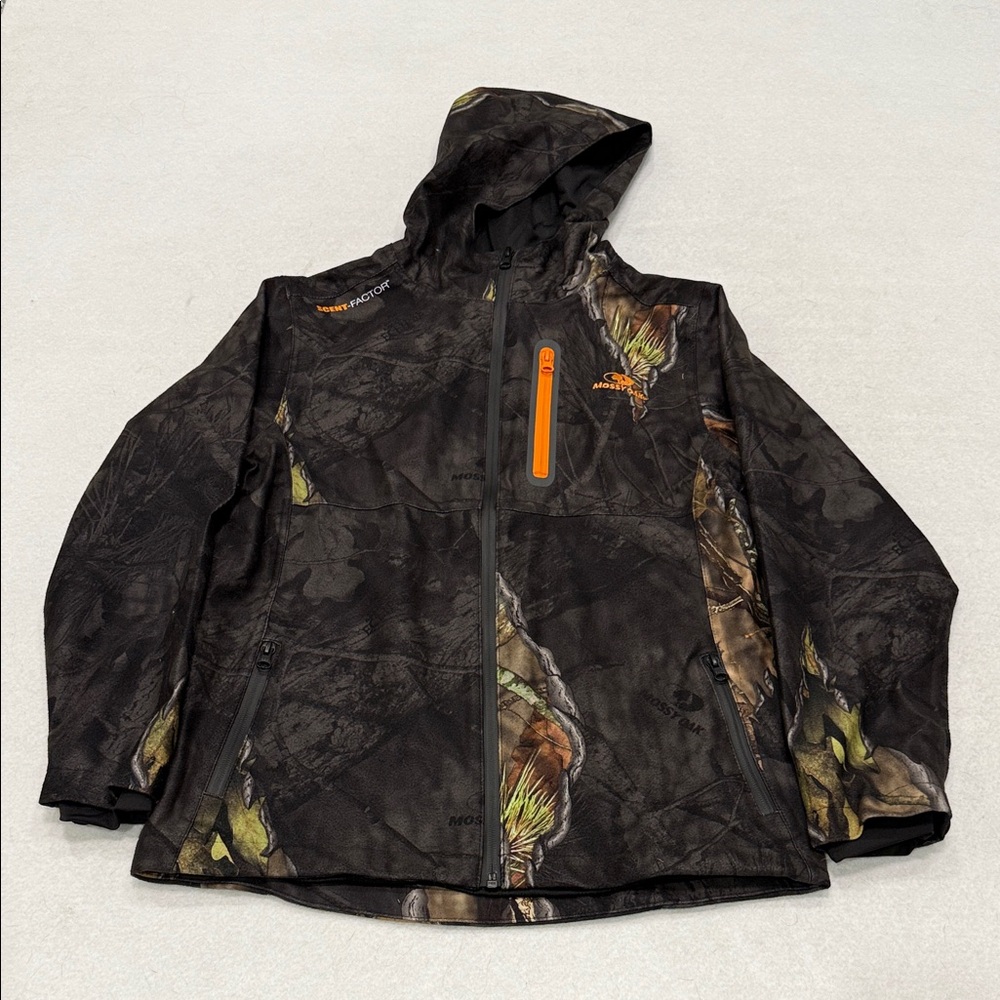 Mossy Oak Camo Jacket with Orange Zipper